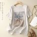 This Simple, Minimalist Cotton And Linen Short-Sleeved Top With A Printed Design Offers Great Versatility As A Loose-Fit_ecoleips.com
