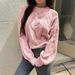 Y2K-Inspired Long Sleeve Knit Sweater – Solid Color Wool-Like Pullover For Women (White/Yellowish/Blue/Light Pink/Apricot)_ecoleips.com