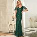 Women's Clothing Evening Dress Plus Size Embroidered Sequined Ball Gown For Women With Lotus Leaf Sleeves And Fishtail Long Skirt_ecoleips.com
