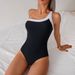 Women's Clothing New One Piece Swimsuit Women Color Matching Bikini Swimsuit One Shoulder Bikini_ecoleips.com