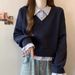 American-style Two-piece Short Sweatshirt For Women, Spring 2026, Plus Size, Loose Fit, College Style, Slimming_ecoleips.com