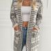 Chic Longline Houndstooth Cardigan – Oversized Open-Front Knit Wrap (Work To Weekend)_ecoleips.com