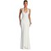 Elegant Halter Neck Bodycon Dress With Flowing Ribbon Accents - Slim-Fit Long Formal Gown In White, Black & Sky Blue (S/M/L)_ecoleips.com