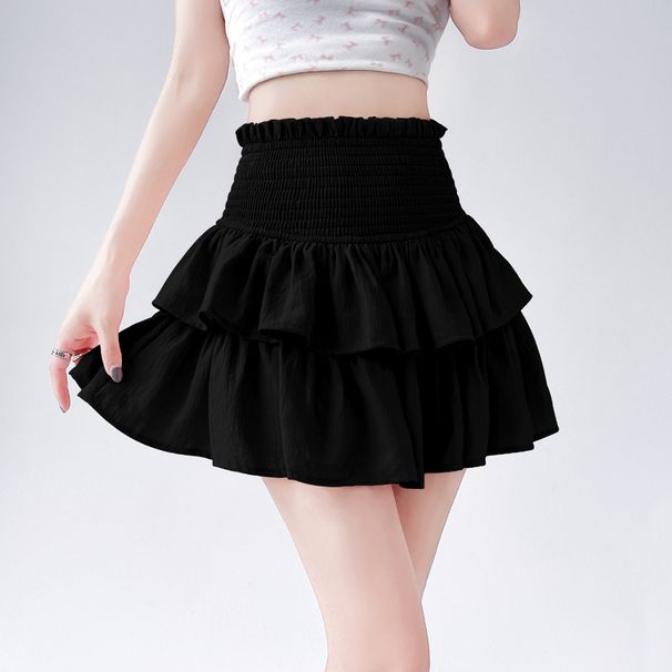 2026 Spring Autumn Women White High Waist Puff Skirt Elegant Ballet Cake Mini Skirt_ecoleips.com