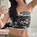 Color Block Printed Strapless Cropped Tank Top Women Street Style Y2K Hot Girl Fashion Slimming Off-Shoulder Top_ecoleips.com
