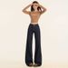 Vintage Dark Blue Flared Jeans For Women, Spring Collection, Loose Fit, Non-clingy, Floor-length Bell-bottom Pants,_ecoleips.com