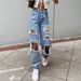 Women's Clothing Ripped Jeans Straight Leg Loose Jeans_ecoleips.com