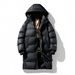 Women's Clothing Men's & Women's Long Winter Coat With Graphene Lining, Thickened Black Hooded Jacket For Cold Weather, Stylish Casual Outerwear_ecoleips.com