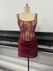 European American Style Women's Sexy Lace Slip Dress Slim Fit Bodycon Pleated Banquet High End Dress_ecoleips.com