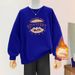 Women's Korean Style round Neck Fleece Lined Thickened Sweatshirt Autumn Winter Loose Letter Long Sleeve Top_ecoleips.com