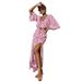 Summer Bohemian Style Printed Long Dress Rayon Women's V-neck Sexy Top And Skirt Two-piece Set_ecoleips.com