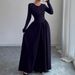 AD920 Cross-border Spring And Autumn New Korean Style Slim Fit Versatile Round Neck Elegant Fashion Long Sleeve Solid_ecoleips.com