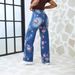 Women's Clothing Women's Trendy Plus Size Wide Leg Pants Autumn Printed Jeans Long Sleeve For Formal & Casual_ecoleips.com