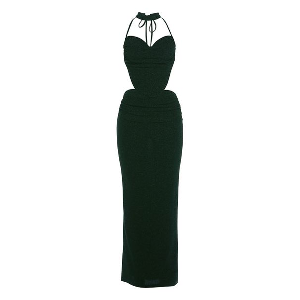 Summer Style Women's Sexy Sleeveless Backless Halter Neck Top With Tie High Waist Slim Fit Skirt Set_ecoleips.com