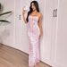 AD184 Foreign Trade Cross-Border Spring New Printed Plaid Cherry Sleeveless Strap Sexy Fashion Bodycon Dress_ecoleips.com