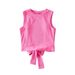 Women's Clothing Sexy Big Backless Short Vest T Shirt Female Summer Round Neck Back Bow Tie Hollow Short_ecoleips.com