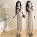 Autumn New Korean Fashion Color-Block 2-Piece Maternity Dress_ecoleips.com
