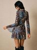 Freeacy Women's Spring Summer Thin Dress Floral Printed Round Neck Flare Sleeves Slim Fit Mini Dress Stylish Party Dresses_ecoleips.com