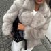 Women’s Oversized Faux Fur Coat – Stylish & Ethical Winter Jacket (S/M/L, Beige/Black-White/White)_ecoleips.com