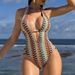 Women's Solid Color One-Piece Swimsuit Sexy Low Back Bikini Style for Beach Pool Size 4 to 18_ecoleips.com