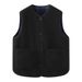 Reversible Plaid Fleece Vest For Women – Lightweight & Warm Double-Sided Wear With Pockets (Cream, Black, Navy, Brown, Orange Red, Gray)_ecoleips.com