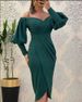 Women's Fashionable Off-Shoulder Slim Fit Dress Autumn Winter New Style Lantern Sleeve Irregular Design Cross Border_ecoleips.com