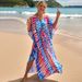 Women's 100% Cotton Beach Cover Up Dress - Boho Print Sun Shirt, Loose Fit Swimwear Cover Up, Vacation Long Sleeve Tunic For Pool_ecoleips.com