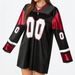 Women's Loose Long Sleeve T-Shirt V Neck Pullover Casual Sporty Top Dopamine Digital Print American Basic Style 2024_ecoleips.com