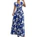 Short Sleeve Tie New Printed V-Neck Long Dress Cross-Border Summer Waist-Cinching Women's Clothing_ecoleips.com