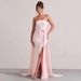 Elegant Strapless Sleeveless Off-the-Shoulder Long Dress Autumn Winter European American Style Slit Dress with Train_ecoleips.com
