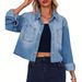 Women's Clothing Versatile Lapel Wide Denim Loose Shirt Long Sleeve Pocket Women's Shirt_ecoleips.com
