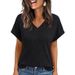 2025 European And American Cross-border Summer Tops For Women, Short-sleeved Casual V-neck Pullover T-shirt_ecoleips.com