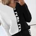 Women's yarn-dyed ribbon splicing long sleeve T-shirt pencil pants casual suit_ecoleips.com