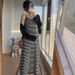 Summer New Korean Fashion Striped Knitted Strap 2-Piece Maternity Dress_ecoleips.com