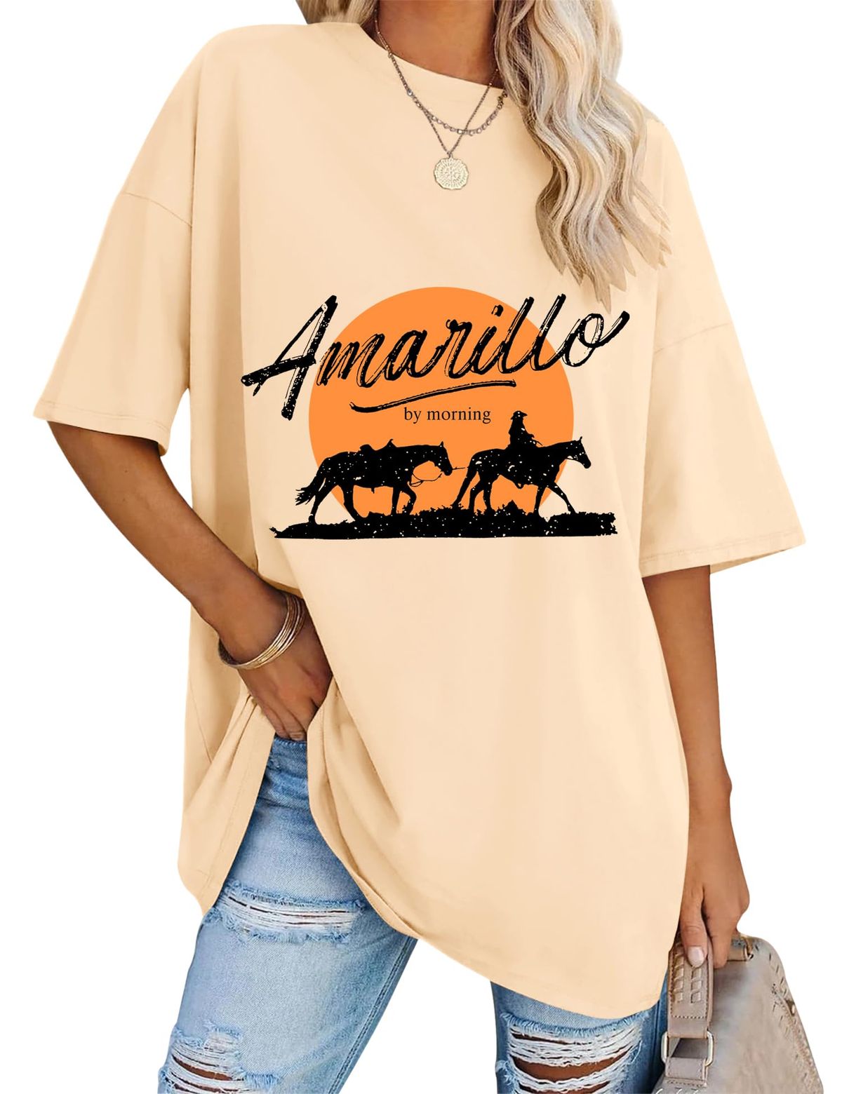 LOMON Oversized Graphic T Shirts For Women Short Sleeve Crewneck Summer Tops Loose Casual Basic Tees_ecoleips.com