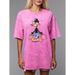 American Retro Washed Summer New 100% Cotton Short Sleeve T-Shirt Cartoon Cute Duck Print Top_ecoleips.com