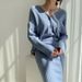 Elegant Knit Sweater & Midi Skirt Set – Soft Pastel Tones, High-Waisted Flare Hem (Office-to-Date Outfit, Spring/ Fall Essential)_ecoleips.com