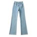 Women's Clothing Blogger High Waist Elastic Bell Bottom Pants Hot Girl Slim Raw Edge Long Jeans_ecoleips.com