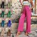 Women's Clothing Casual Pants Elastic High Waist Loose Trousers_ecoleips.com