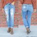 Women's Clothing New Light Colored Skinny Pants Long Ripped Jeans Women's Street Wear Mid Waist Skinny Pants_ecoleips.com
