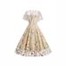 New 2025 Retro Embroidery Heavy Duty Mesh Dress round Neck Short Sleeve for Women European And American Style Cross Border_ecoleips.com