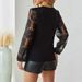 European American Cross-border 2026 Autumn New Lace Splicing Lantern Sleeve Women's Long-sleeve Top, Slimming And_ecoleips.com