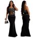 Women's Clothing Suspenders Solid Color Straight Tribute Stitching Polyester Mesh Hot Diamond Evening Dress Hip Dress Female_ecoleips.com