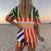Summer Vacation Style Women's Clothing Set Printed Collared Short Sleeve Shirt And Shorts_ecoleips.com