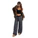 Women's Stretchy Elastic Waist Lounge Pants – Plaid Print, Loose Fit, Soft Polyester, Comfortable For Home & Outings (Black, Red, Yellow)_ecoleips.com