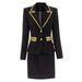 Luxury Black & Gold Blazer Set – Embellished Office Suit With Pencil Skirt, Elegant & Professional_ecoleips.com