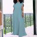 Plus Size Women's Denim Sleeveless Backless Long Dress_ecoleips.com