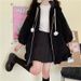 Women's Soft Girl Bunny Ears Hooded Sweatshirt Mid-Length Lamb Velvet Jacket For Autumn And Winter_ecoleips.com