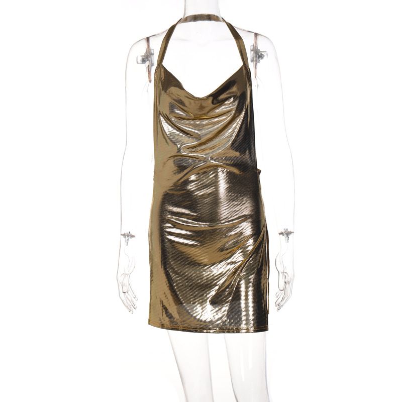2025 Spring Women's Fashion New Sexy Backless Solid Color Slim Fit Slit Dress Foreign Trade Women_ecoleips.com