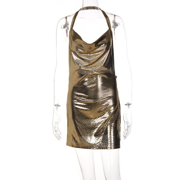 2025 Spring Women's Fashion New Sexy Backless Solid Color Slim Fit Slit Dress Foreign Trade Women_ecoleips.com